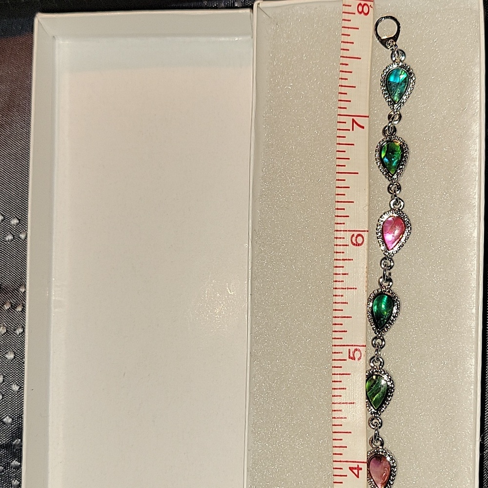 Tear Drop Link Multicolored Abalone Shell 7.5" Si… - image 4